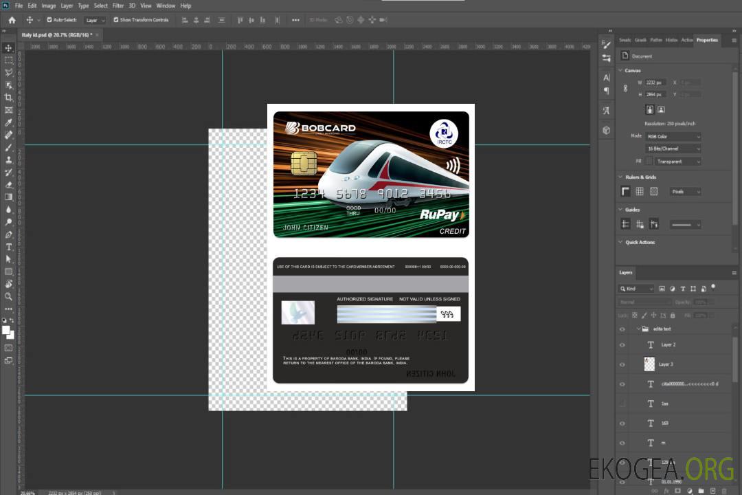 Inde La carte de crédit Bobcard IRCTC RuPay de la Baroda Bank template
